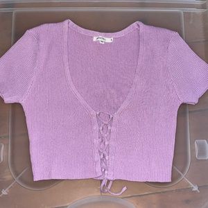 Purple Immodel Tie Down Crop Top